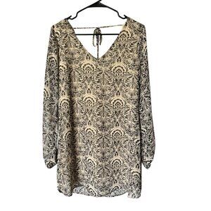 Caramela Women's Tan & Black Long Sleeve Dress